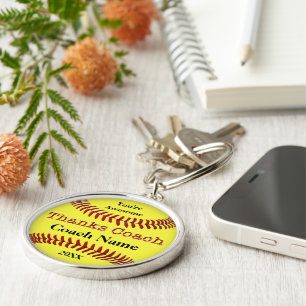 Tack Gift-idéer för Softball Coaches Softball Rund Silverfärgad Nyckelring