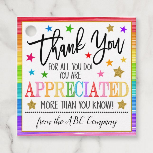 Tack Gift-Märkre Gåvor Etiketter (Framsida)