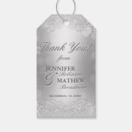Tack Gift Märkre Silver Bokeh Presentetikett