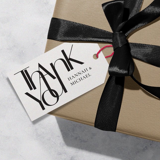 Tack Gift Märkres Black White Presentetikett (Skapare uppladdad)