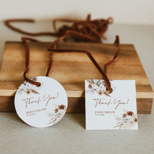 Tack Gift Märkres Boho Pampas Gåvor Etiketter
