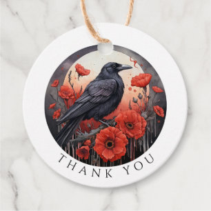 Tack Gift Stickers Kråka Bird Flowers Gåvor Etiketter