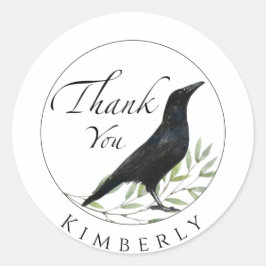 Tack Gift Stickers Kråka Bird Sticker Runt Klistermärke