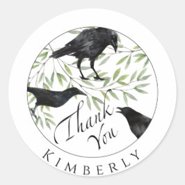 Tack Gift Stickers Kråka Bird Sticker Runt Klistermärke