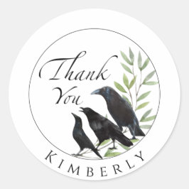 Tack Gift Stickers Kråka Bird Sticker Runt Klistermärke