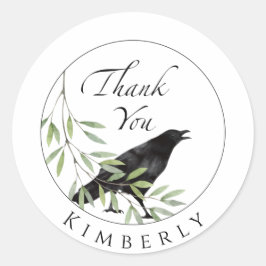 Tack Gift Stickers Kråka Bird Sticker Runt Klistermärke
