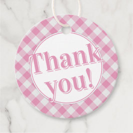 Tack: Gingham Checks Mönster - Rosa/White Gåvor Etiketter