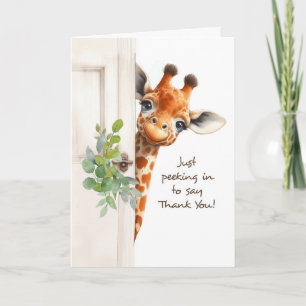 Tack Giraffe Peeking runt dörr Kort