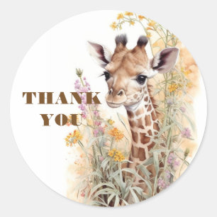 Tack Giraffe Runt Klistermärke