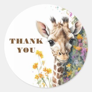 Tack Giraffe Runt Klistermärke