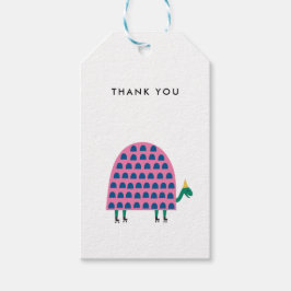 Tack Girl's Birthday Rosa Turtle Animal Presentetikett