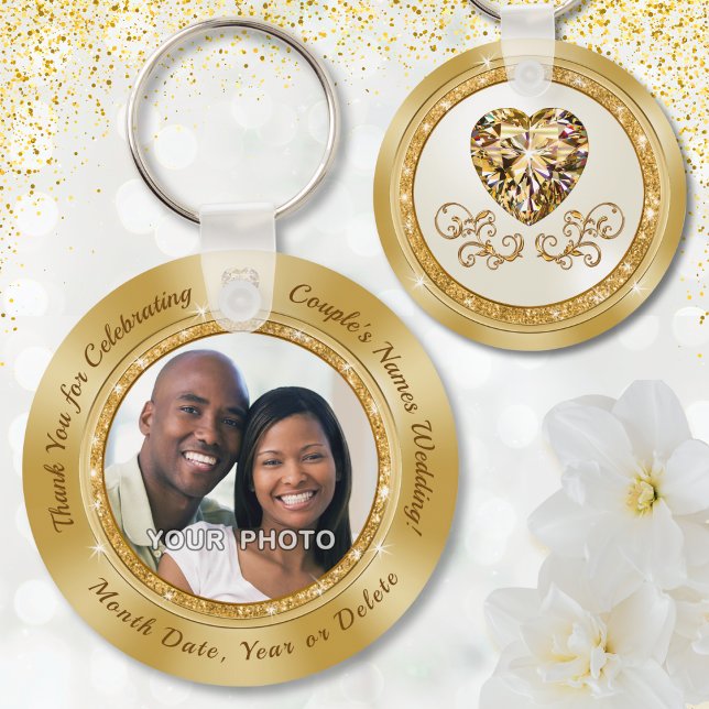 Tack Gissar för Bröllop Guests idéer. Foto Nyckelring (Photo Wedding Favors. Personalised Wedding Favours with Couple's Picture. Golden Anniversary Favors.)