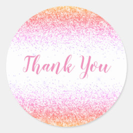 Tack Glam Rosa Glitter Elegant Girly-skript Runt Klistermärke