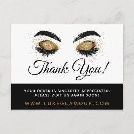 Tack Glamous Guld Öga Lash Makeup Coupon Vykort