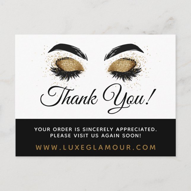 Tack Glamous Guld Öga Lash Makeup Coupon Vykort (Framsida)