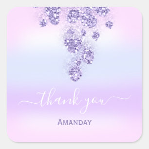 Tack Glitter Bridal Sweet 16th Rosa Ombre.  Blå Fyrkantigt Klistermärke
