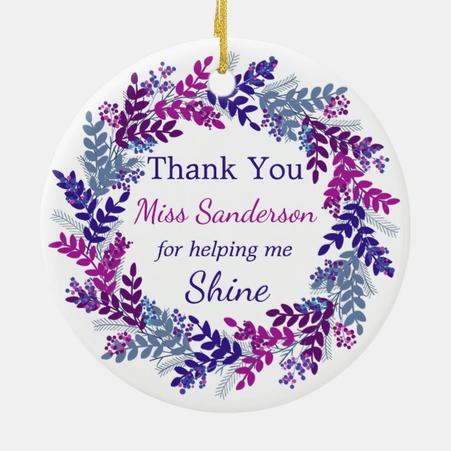 Tack God Jul-lärare Julgransprydnad Keramik (Baksidan)