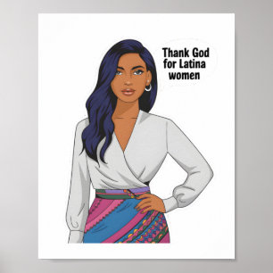 Tack gode Gud för Latina Women Sticker Poster