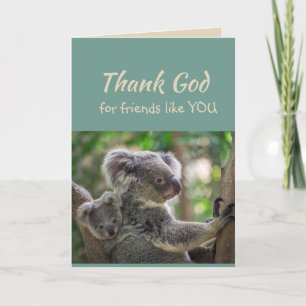 Tack gode Gud för vänner som du Koala Bear Kort