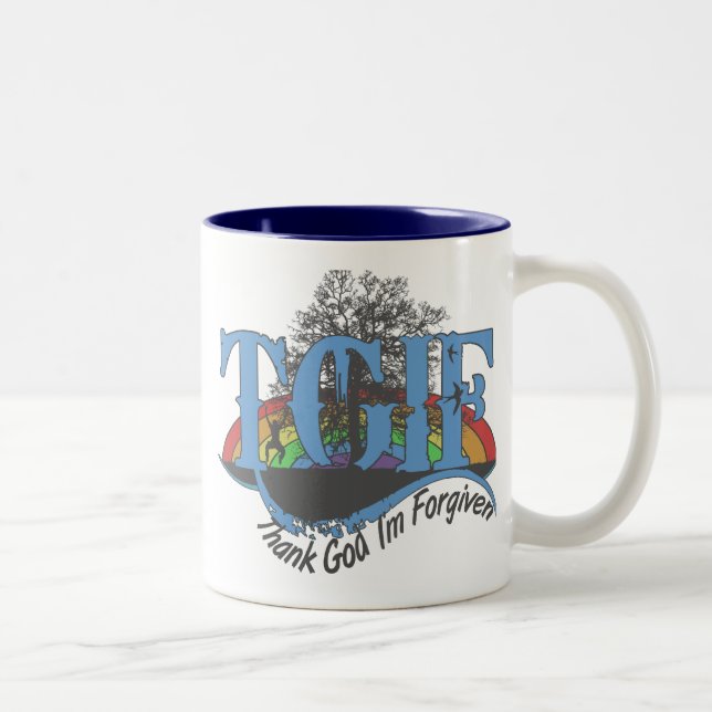 Tack gode Gud jag är förlåten TGIF Två-Tonad Mugg (Höger)
