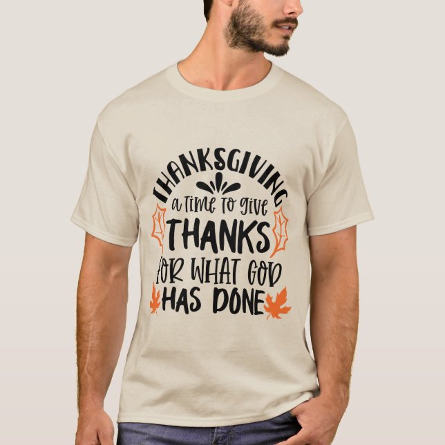 Tack gode Gud Thanksgiving ord art T Shirt (Framsida)