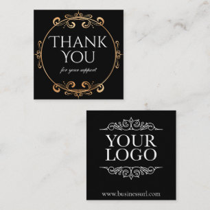 tack Gold Foil Swirls Classic Black Fyrkantigt Visitkort