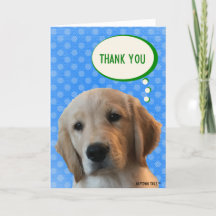 Tack Golden Retriever-Hund Blue Polka-prickkort