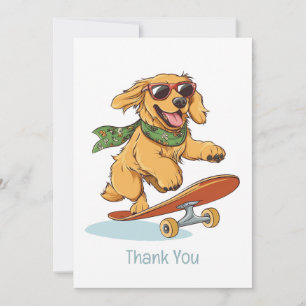 Tack Golden Retriever Hund Skateboardåkning Kort