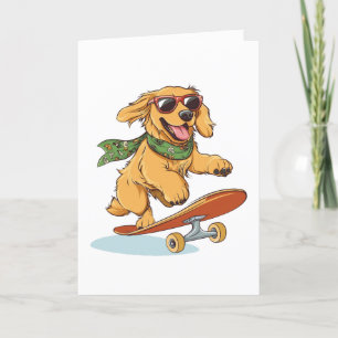 Tack Golden Retriever Hund Skateboarding Kort