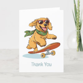 Tack Golden Retriever Hund Skateboarding Kort