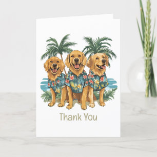 Tack Golden Retriever Hundar Hawaiian Shirt Kort