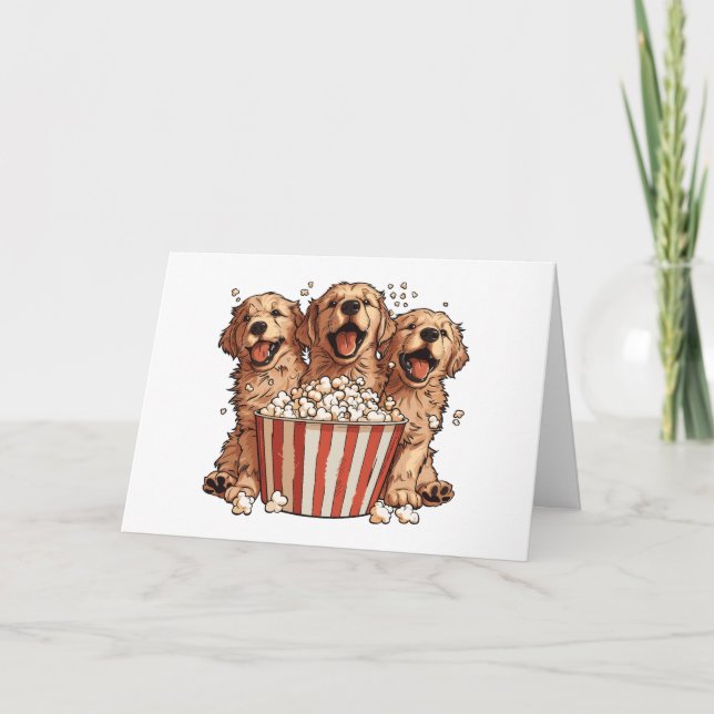 Tack Golden Retriever Hundar Movie Popcorn Kort (Framsida)