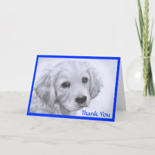 Tack Golden Retriever Puppy Teckning Card Kort