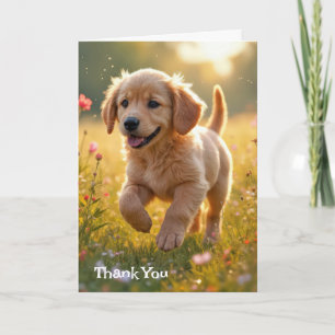 Tack Golden Retriever-valp i en skugga Kort