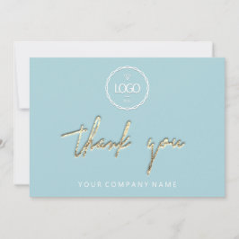 Tack Golden Script Business Logotyp Aqua Inbjudningar