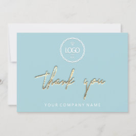 Tack Golden Script Business Logotyp Aqua Inbjudningar