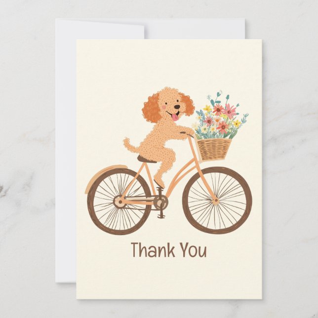 Tack Goldendoodle Hund Biking Vår blommor Kort (Framsida)