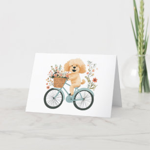 Tack Goldendoodle Hund Biking Vår blommor Kort