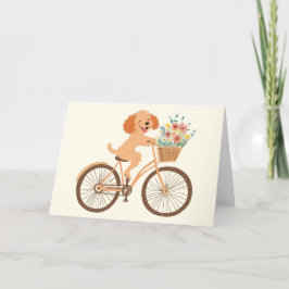 Tack Goldendoodle Hund Biking Vår blommor Kort