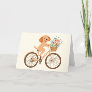 Tack Goldendoodle Hund Biking Vår blommor Kort