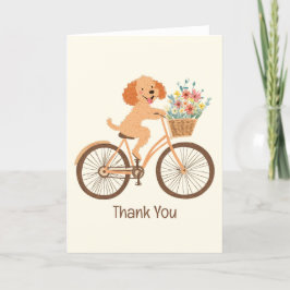 Tack Goldendoodle Hund Biking Vår blommor Kort