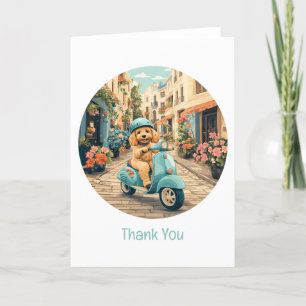 Tack Goldendoodle Hund Riding Scooter Kort