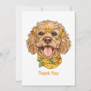 Tack Goldendoodle Hund Solglasögon Apelsiner Kort