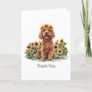 Tack Goldendoodle Hund Solros Krona Kort