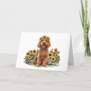Tack Goldendoodle Hund Solros Krona Kort