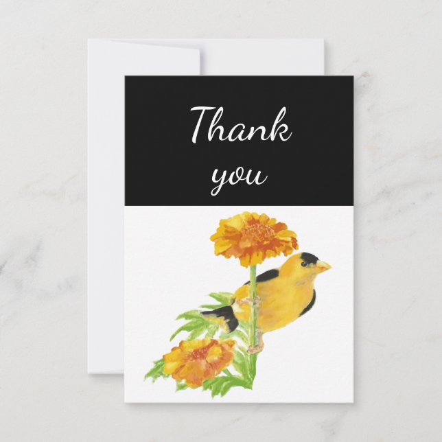 Tack Goldfinch Garden Bird Watercolor Kort (Framsida)