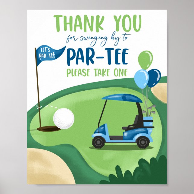 Tack Golf Par-Tee Boy Birthday-tecken Poster (Framsidan)