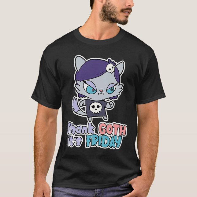Tack goth Goth its Fredag Alt Clothing Goth Cat Go T Shirt (Framsida)