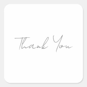 Tack Grå Handskriven Klassisk Chic Vit Fyrkantigt Klistermärke