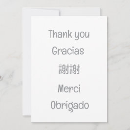 Tack - Gracias - 謝謝 - Merci - Obrigado Blank grå Kort